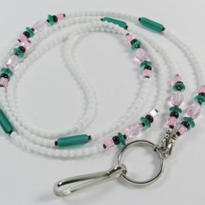 NWOT Handmade beaded lanyard badge holder necklace